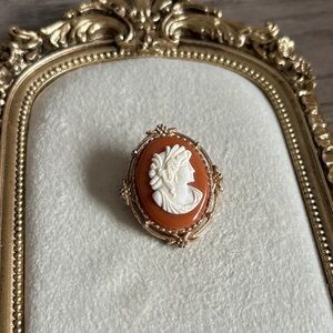 Elegant Gold and Cream Cameo Brooch